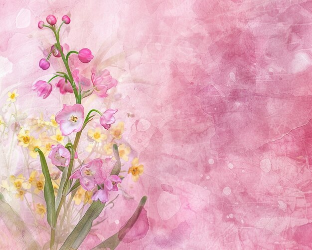 there is a painting of a bouquet of flowers on a pink background generative ai