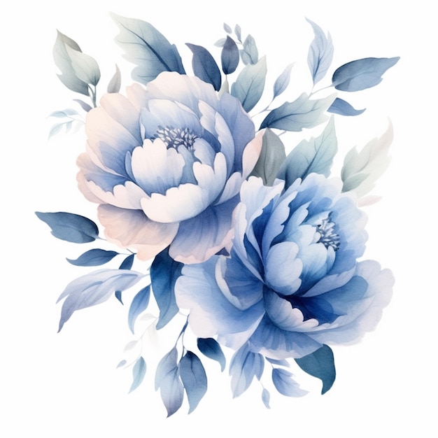 There is a painting of a bouquet of flowers on a white background generative ai