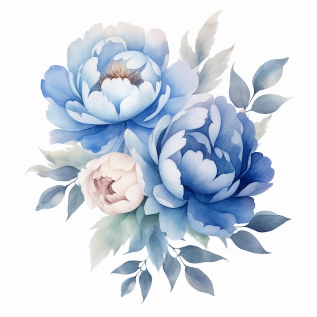 There is a painting of a bouquet of flowers on a white background generative ai