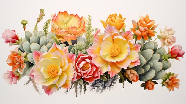 Photo there is a painting of a bouquet of flowers on a white surface generative ai