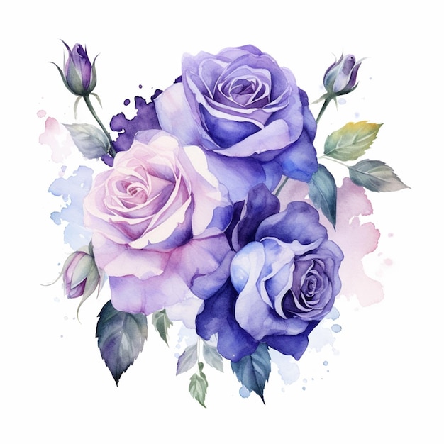 есть картина букета фиолетовых роз на белом фоне генеративный ай