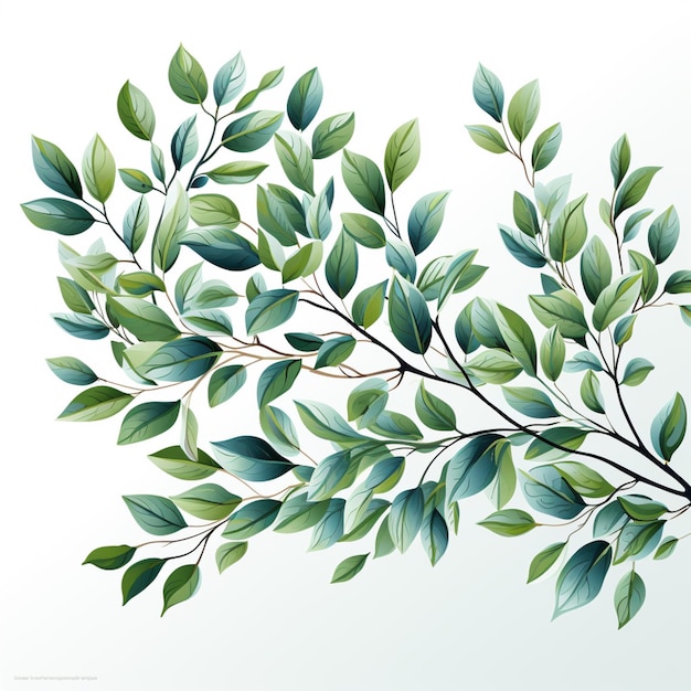 there is a painting of a branch with green leaves on it generative ai