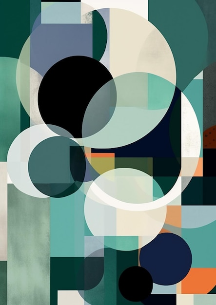 There is a painting of a bunch of circles on a wall generative ai