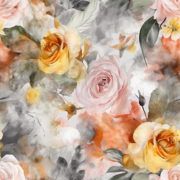 There is a painting of a bunch of flowers on a wall generative ai