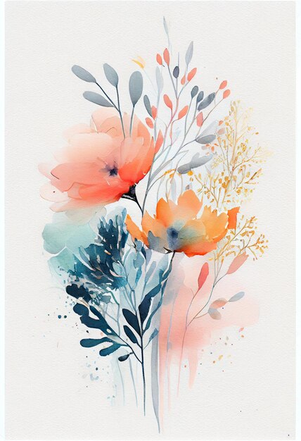 there is a painting of a bunch of flowers on a white background generative ai