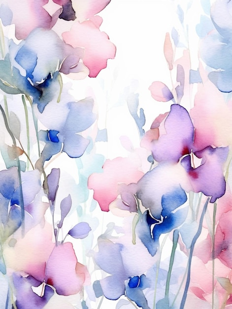 There is a painting of a bunch of flowers on a white background generative ai