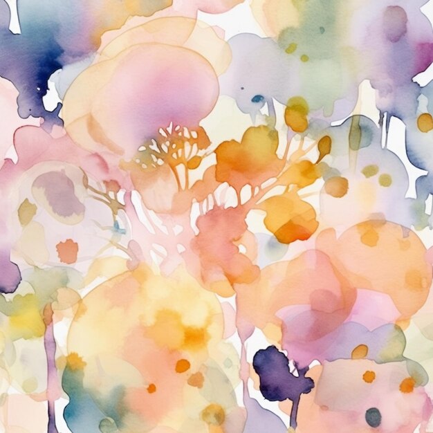 Photo there is a painting of a bunch of flowers on a white background generative ai