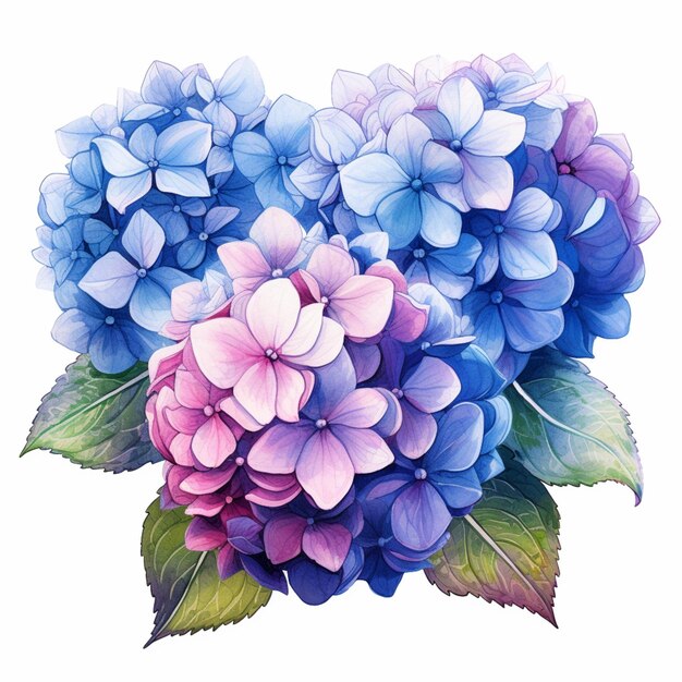 Photo there is a painting of a bunch of flowers on a white background generative ai