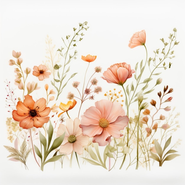 there is a painting of a bunch of flowers on a white background generative ai