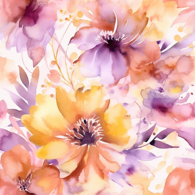There is a painting of a bunch of flowers on a white background generative ai