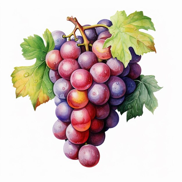 there is a painting of a bunch of grapes with leaves generative ai