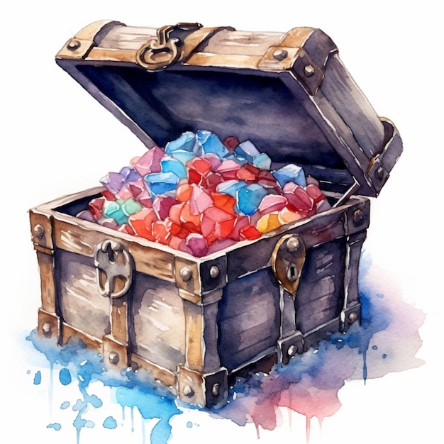 there is a painting of a chest full of candys generative ai