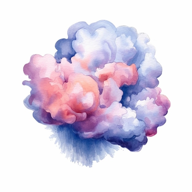 there is a painting of a cloud with a pink and blue color generative ai