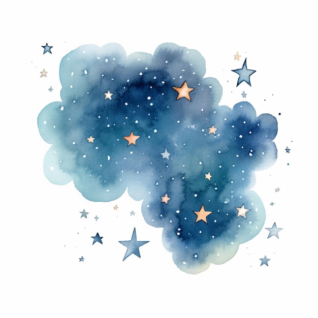 星が描かれた雲の絵が描かれています