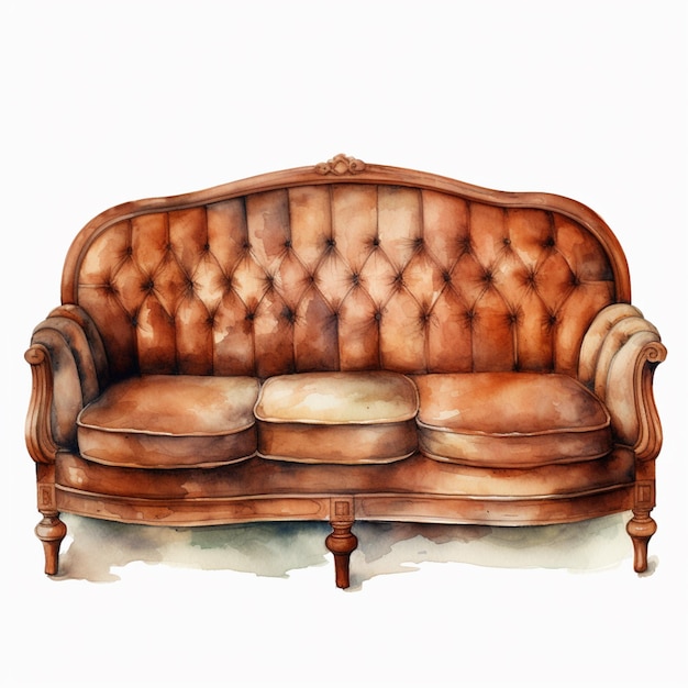 There is a painting of a couch with a pillow on it generative ai