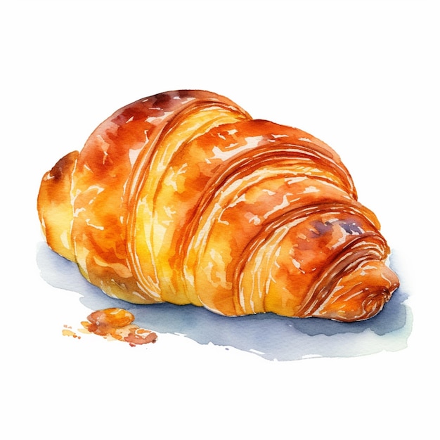 there is a painting of a croissant on a white surface generative ai