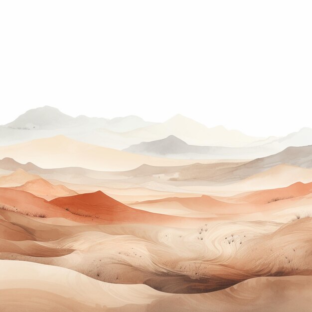 Photo there is a painting of a desert with a horse in the middle generative ai