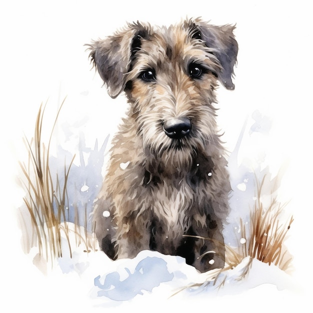 there is a painting of a dog sitting in the snow generative ai