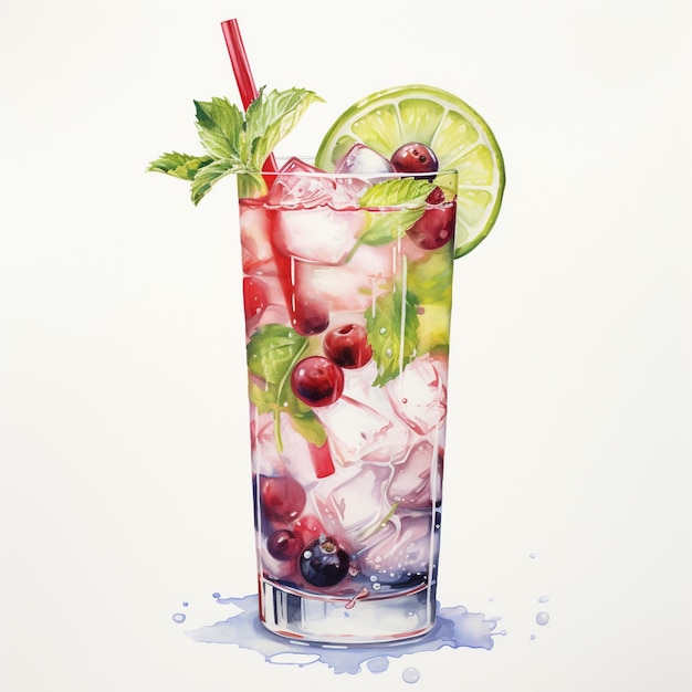 there is a painting of a drink with ice generative ai