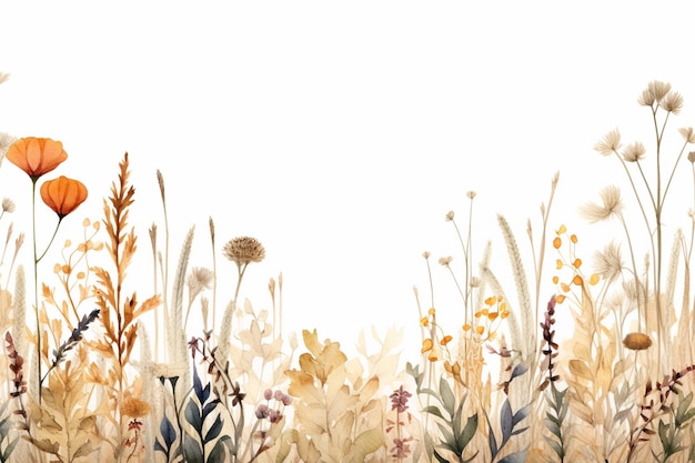 there is a painting of a field of flowers with a white background generative ai