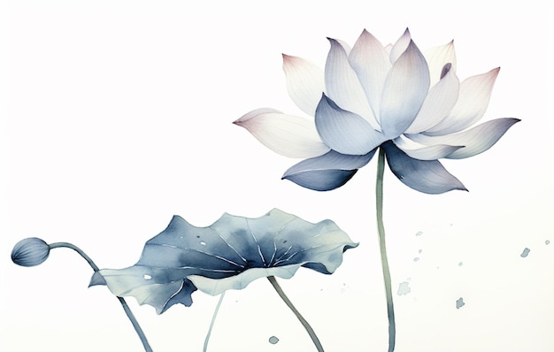 Photo there is a painting of a flower with a blue stem generative ai