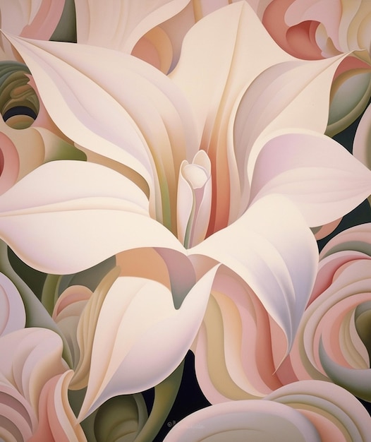 There is a painting of a flower with many petals on it generative ai