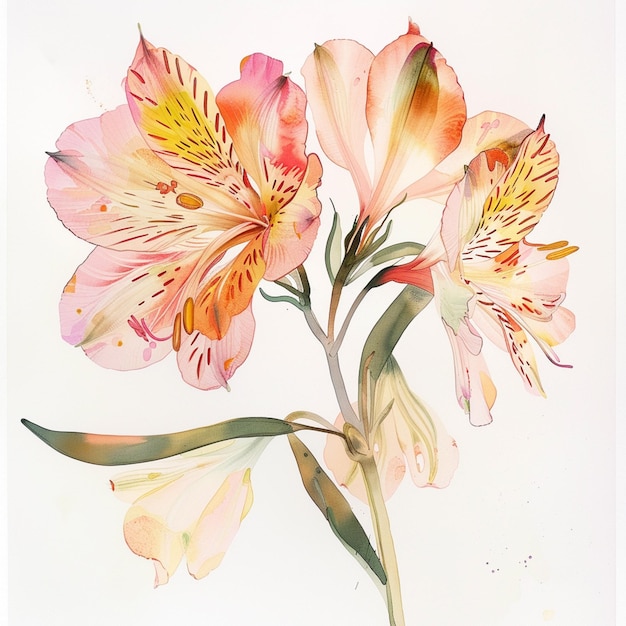 there is a painting of a flower with a stem and leaves generative ai