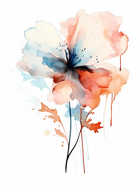 There is a painting of a flower with watercolor paint on it generative ai