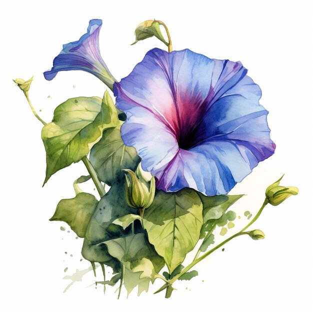 Photo there is a painting of a flower with a white background generative ai