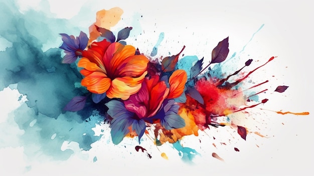 there is a painting of flowers on a white background generative ai