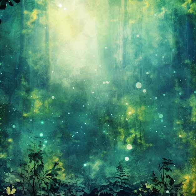 there is a painting of a forest with a lot of trees generative ai