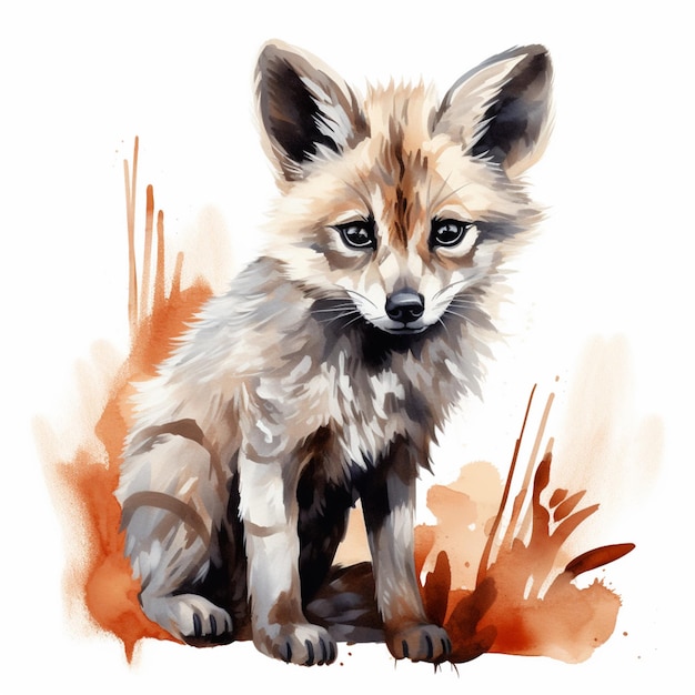 there is a painting of a fox sitting on the ground generative ai