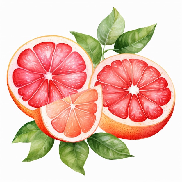 There is a painting of a grapefruit cut in half generative ai