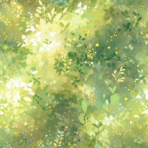 there is a painting of a green and yellow floral pattern generative ai