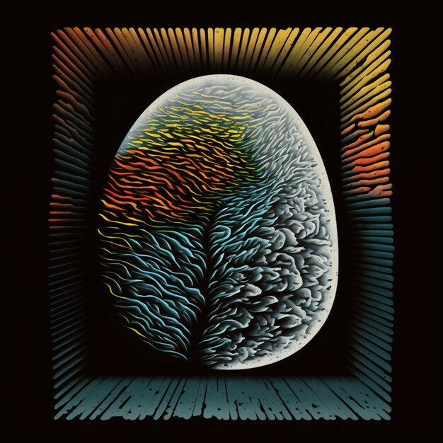 Photo there is a painting of a large egg with a colorful design generative ai