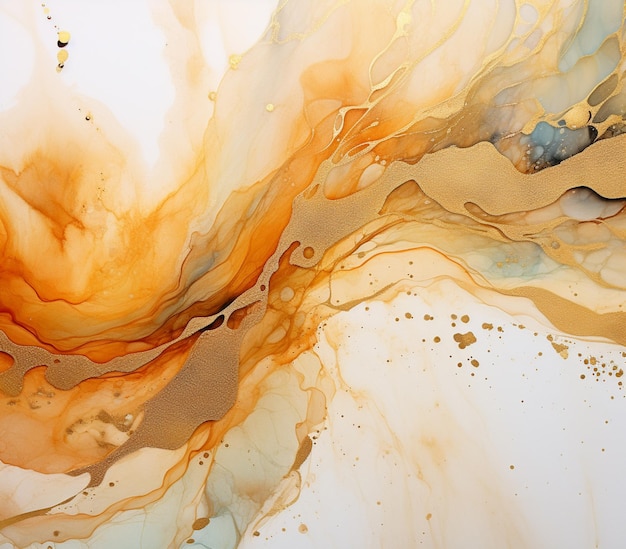 There is a painting of a large orange and brown substance generative ai