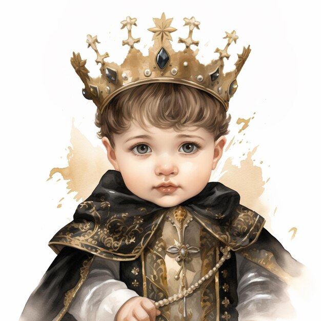 There is a painting of a little boy wearing a crown generative ai