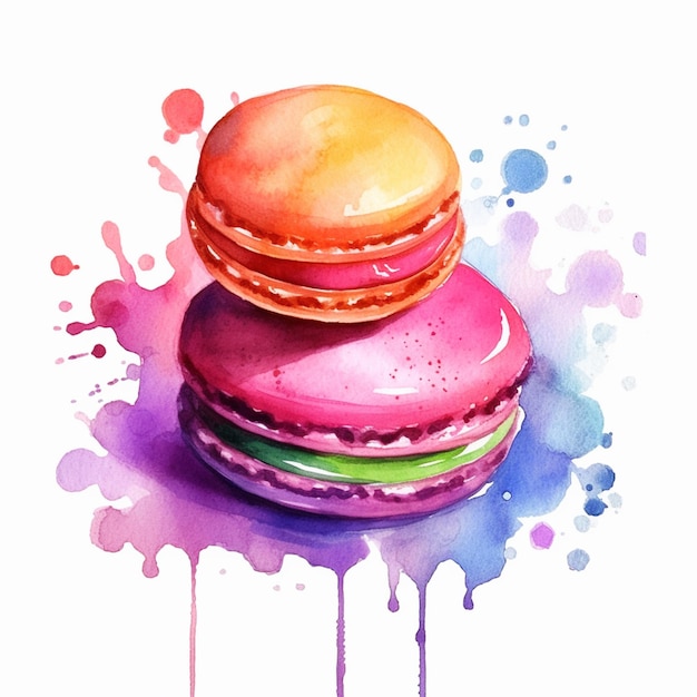 there is a painting of a macaron on a white background generative ai