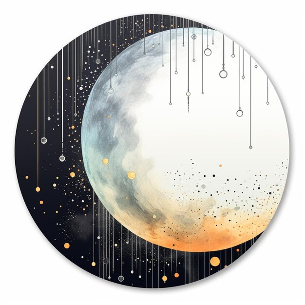 Photo there is a painting of a moon with a lot of dots on it generative ai