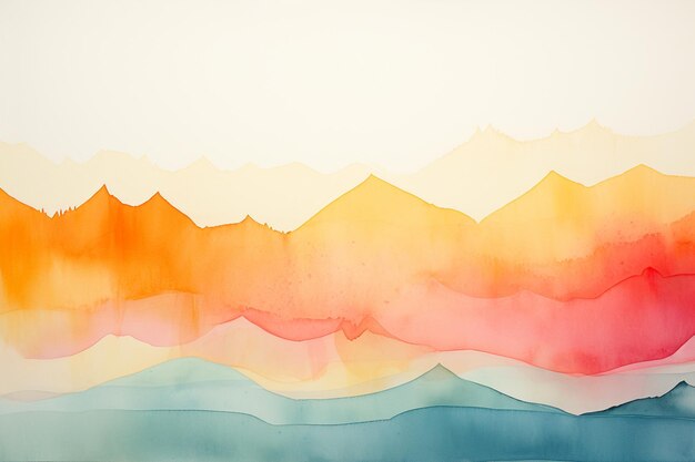 Photo there is a painting of a mountain range with a sky background generative ai