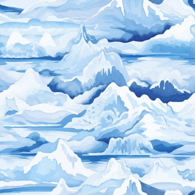 There is a painting of a mountain range with snow on it generative ai