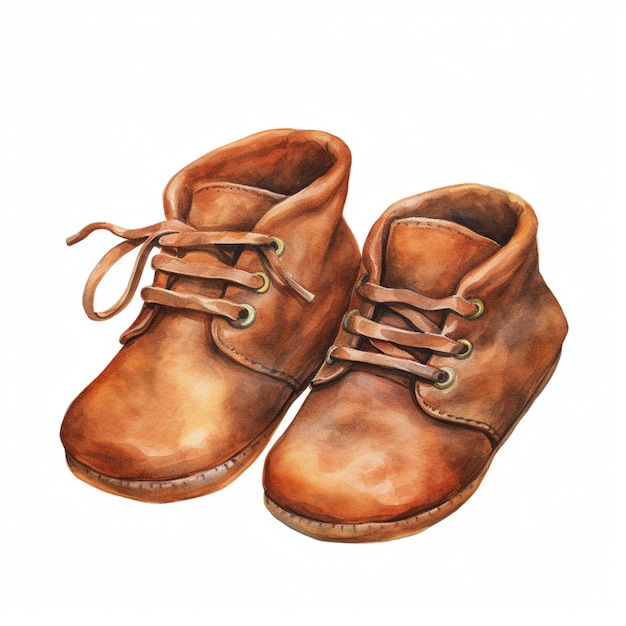 There is a painting of a pair of brown shoes generative ai