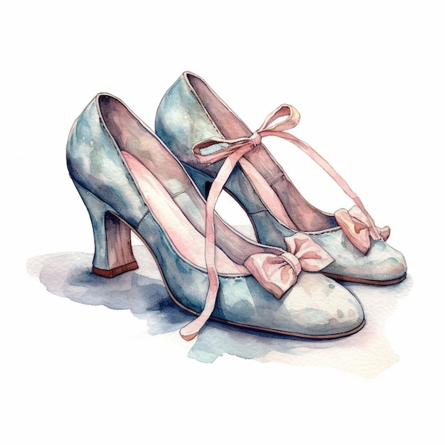 There is a painting of a pair of shoes with bows on them generative ai