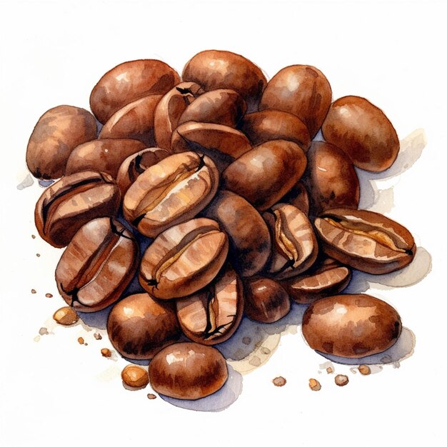 There is a painting of a pile of coffee beans on a table generative ai