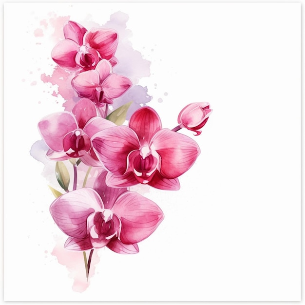 Foto there is a painting of a pink flower with watercolor paint generative ai