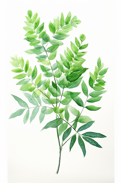 there is a painting of a plant with green leaves on it generative ai