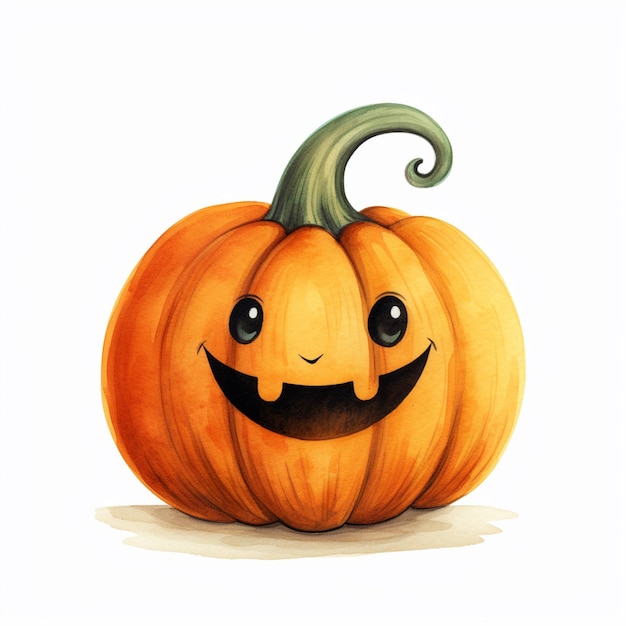 There is a painting of a pumpkin with a smiling face generative ai