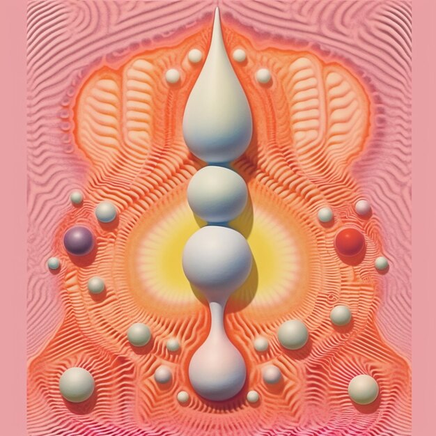 There is a painting of a pyramid of spheres and a sphere generative ai