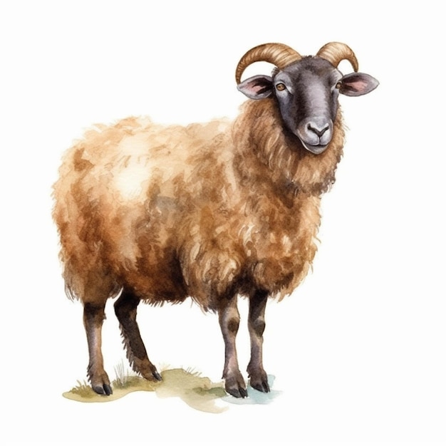 There is a painting of a sheep standing on the grass generative ai