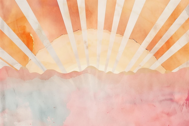 Photo there is a painting of a sun setting over a cloud generative ai